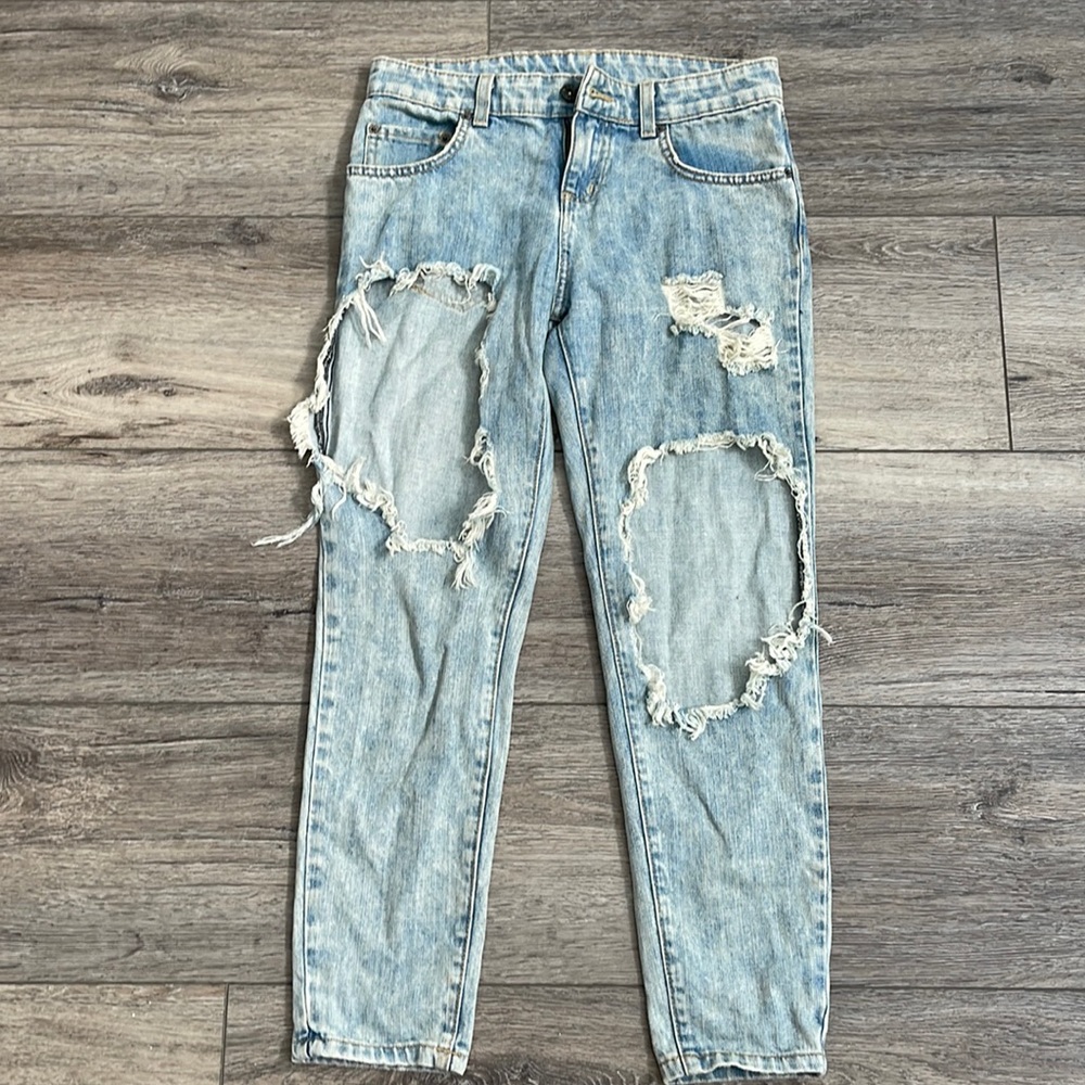 Carmar distressed straight leg jean